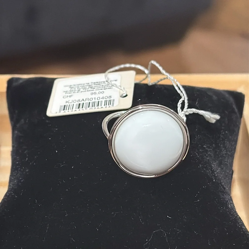 Calvin Klein Coral Stone & Stainless Steel Loop Dome Ring. (Size 9)(NWT) - Picture 9 of 16